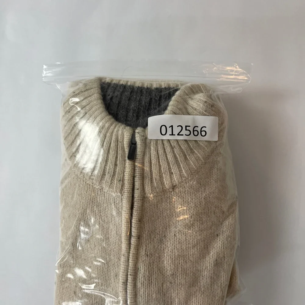 LL Bean Sweater Mens M Cream 1/4 Zip Shetland Corduroy Elbow Patch Outdoor Gorp